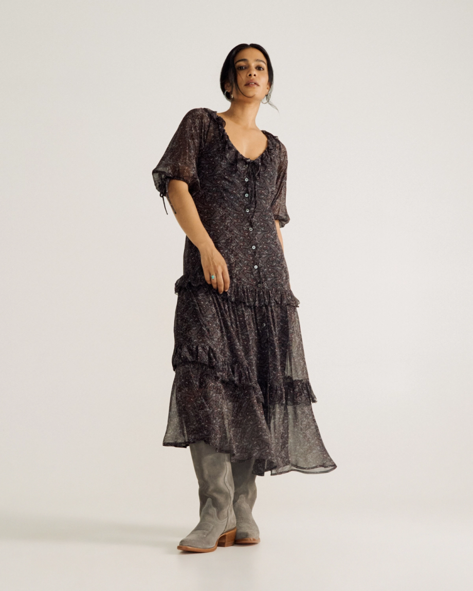 Women's Elbow-Length Maxi Dress