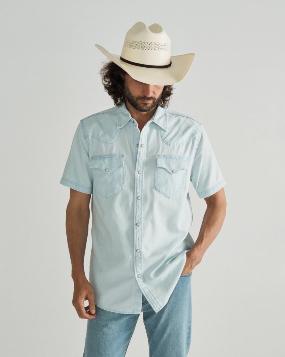 Alternative view of Men's Denim Short Sleeve Pearl Snap