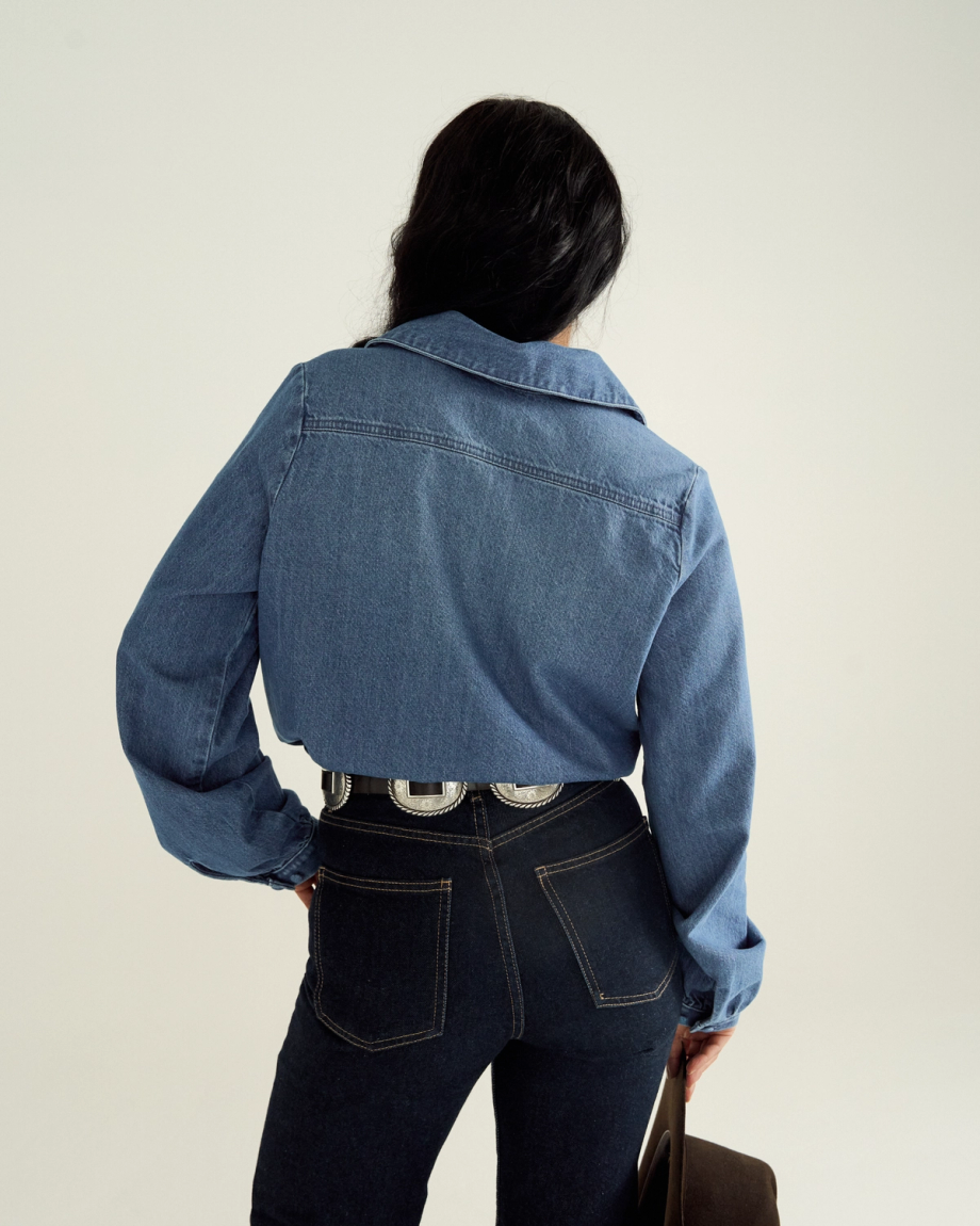 Alternative view of Women's Long Sleeve Denim Popover Top