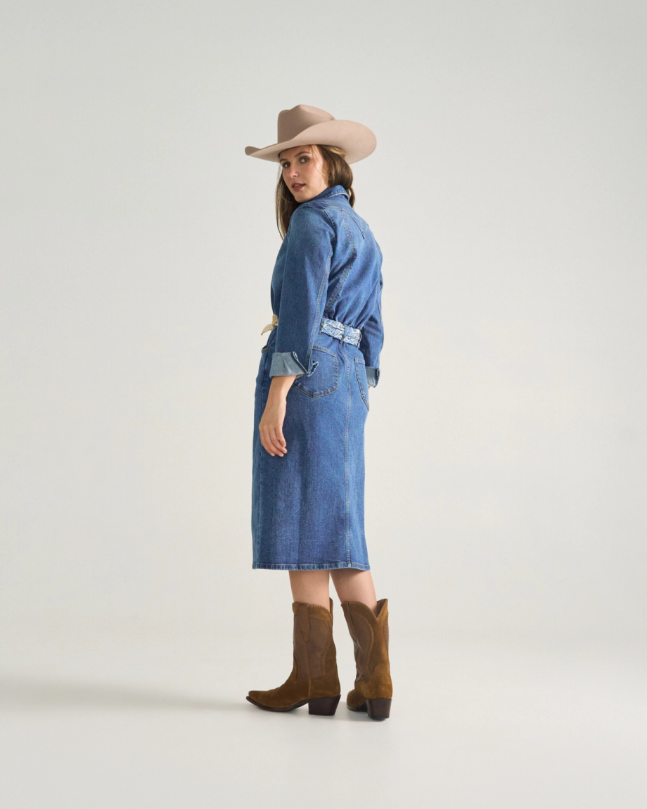 Alternative view of Women's Long Sleeve Denim Midi Dress